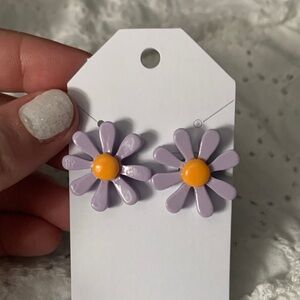 Purple and Yellow Flower Earrings